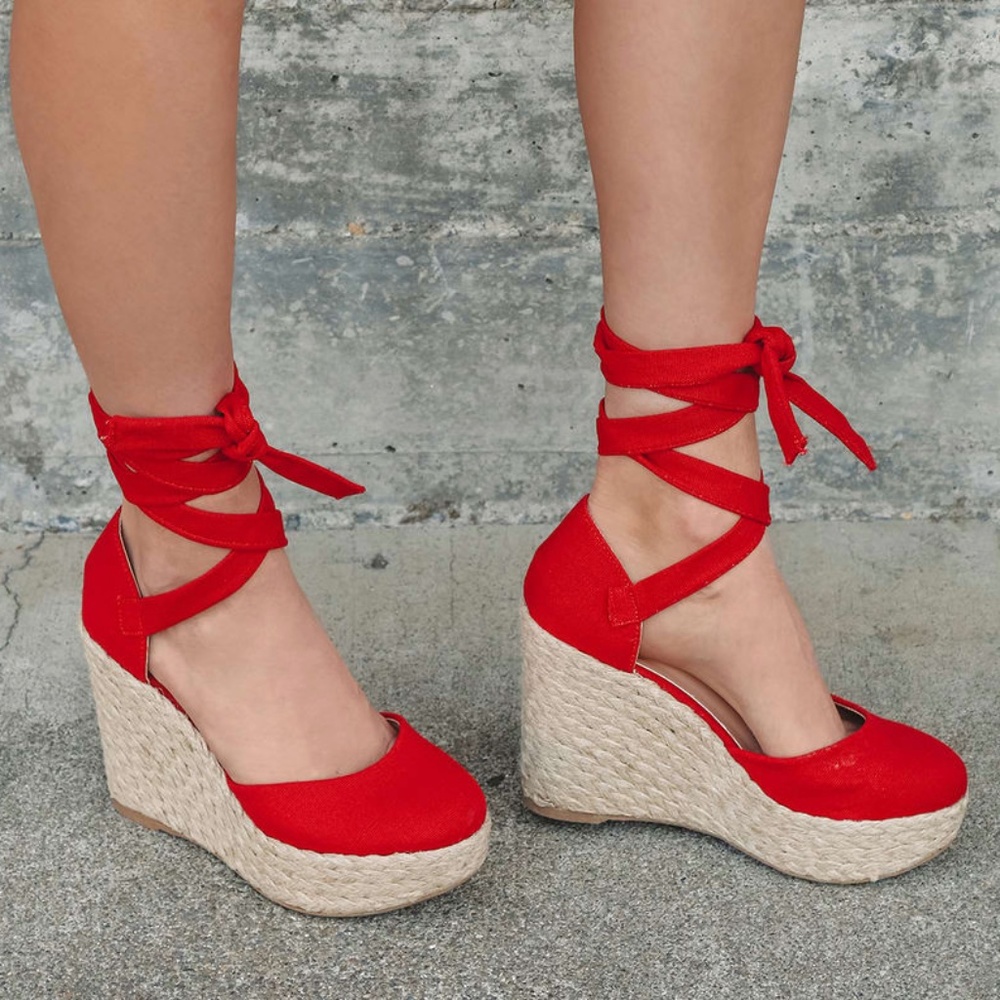 Brand New! Lulu's Red Saramae Espadrilles Size: 9